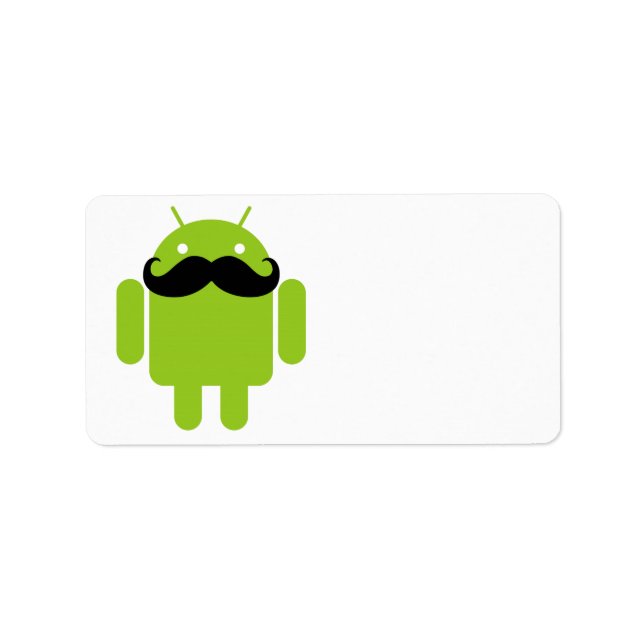 Etiqueta Android Robot Mustache (Frente)