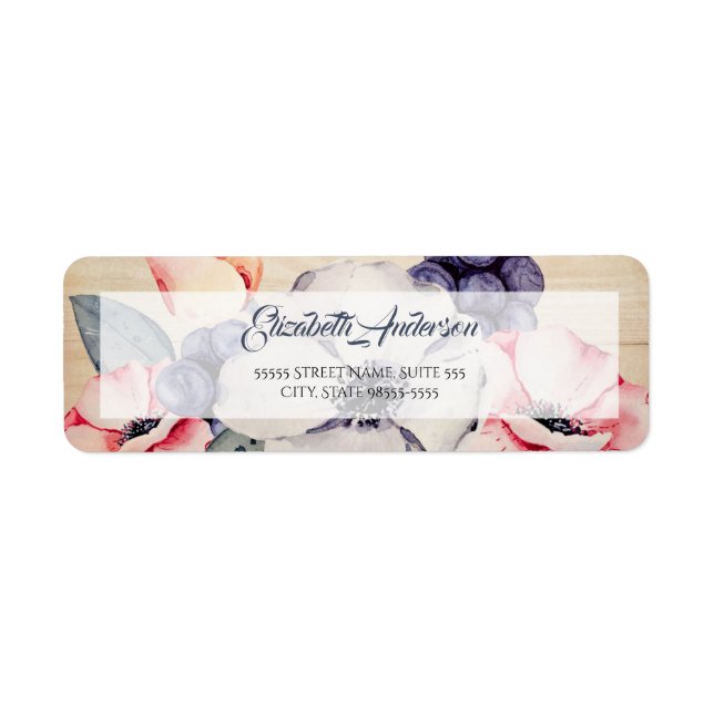 Etiqueta Anêmona Floral Rosa Chocha (Frente)