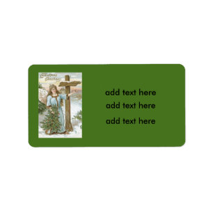Etiqueta Angel Christmas Tree Cross Winter Cotage