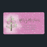 Etiqueta Angel Christmas Tree Orchid Pink ID197<br><div class="desc">Uma árvore de Natal estilizada única, tocada por anjos, canas doces e galhos, é colocada sobre um fundo de pequenos flocos de neve para a design incluída neste marcante rótulo de navegação. O belo texto de 'Feliz Natal' é opcional e pode ser apagado se preferir. Procure ID197 para ver outros...</div>