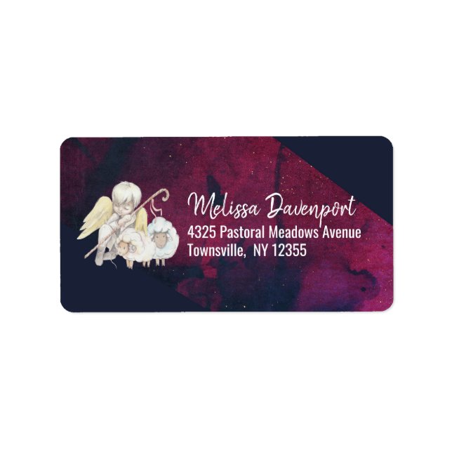 Etiqueta Angel Shepherd com Lambs Pastoral (Frente)