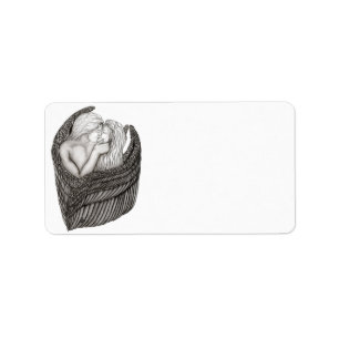 Etiqueta Angels Kissing, Design preto e branco