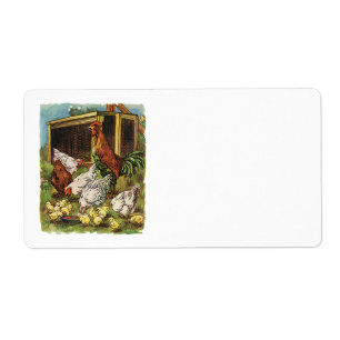 Etiqueta Animais de fazenda do vintage, galo, galinhas,