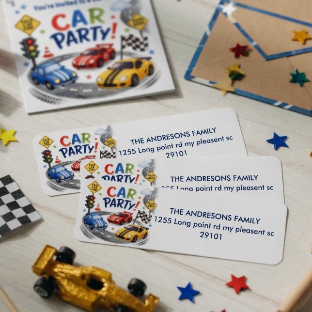 Etiqueta Aniversário de Carro de Corrida  (Criador carregado)