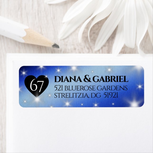Etiqueta Aniversário de Casamento da 67ª Estrela Sapphire (Insitu)