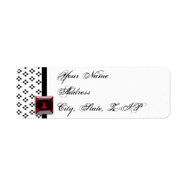 Etiqueta Aniversário do Damasco Negro e Branco Ruby (Frente)