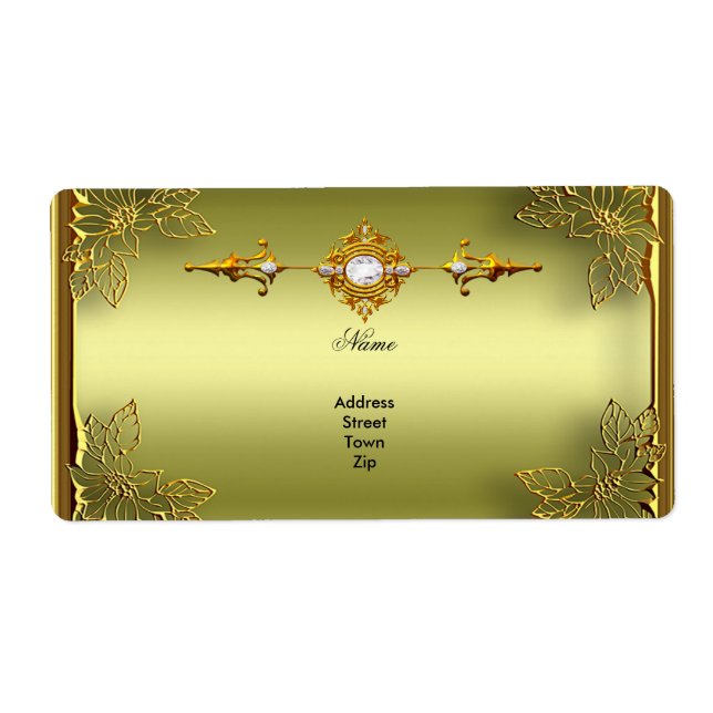 Etiqueta Aniversário do Noivado Dourado Verde Elite Avocado (Frente)