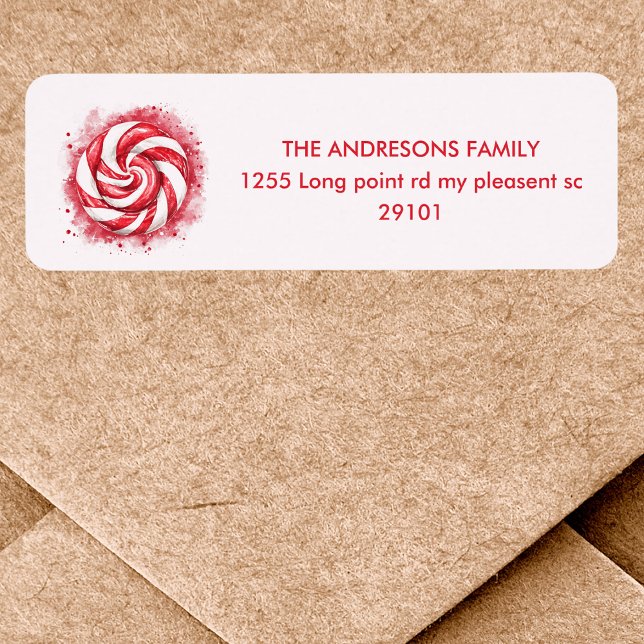 Etiqueta Aniversário do Red & White Candy Winter (Criador carregado)