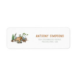 Etiqueta Aniversário do Rustic Watercolor Camper Woodland B