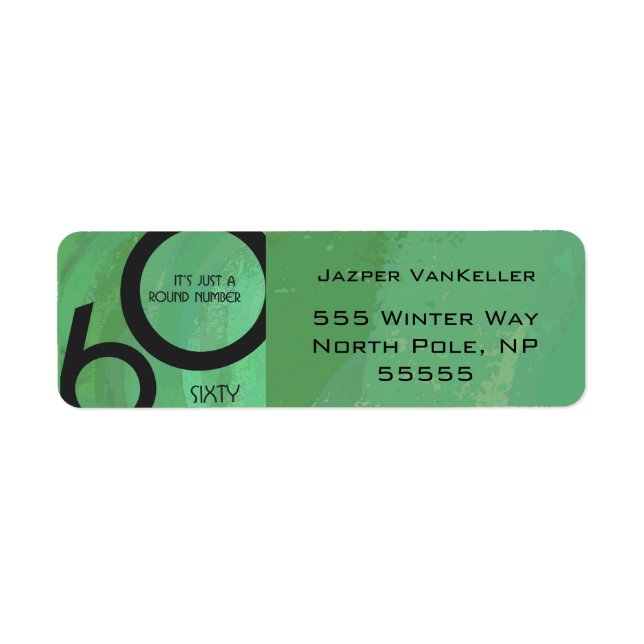 Etiqueta Aniversário verde de 60 décadas (Frente)