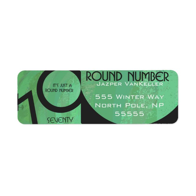 Etiqueta Aniversário Verde de 70 Décadas (Frente)