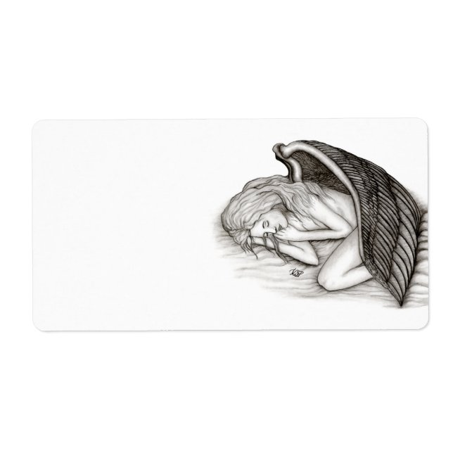 Etiqueta Anjo adormecido, preto e branco (Frente)