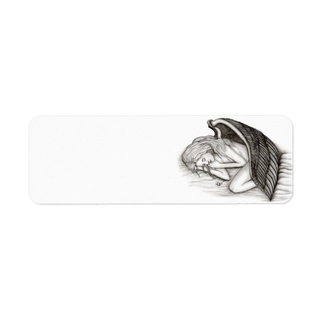 Etiqueta Anjo adormecido, preto e branco (Frente)