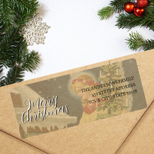 Etiqueta Anjo Clássico Vintage Feliz Natal