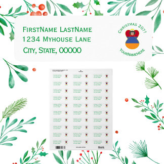 Etiqueta Anjo de Natal com Bandeira Armênia Endereço de Dev