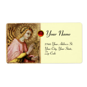 Etiqueta ANJO do AVISO, rubi vermelho