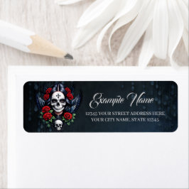 Etiqueta Anjo do Crânio de Açúcar com Rosas.