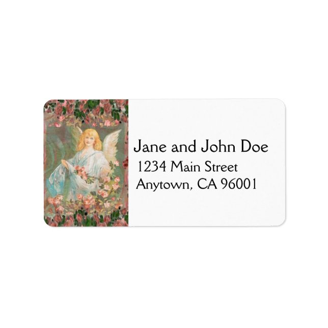 Etiqueta Anjo Guardião com Rosas Rosa (Frente)