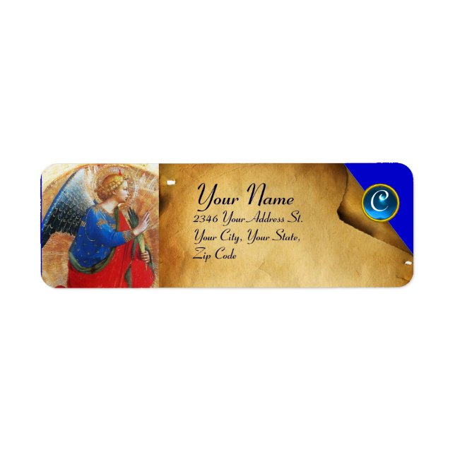 ETIQUETA ANJO NO MONOGRAMA VERMELHO E AZUL DOURADO (Frente)