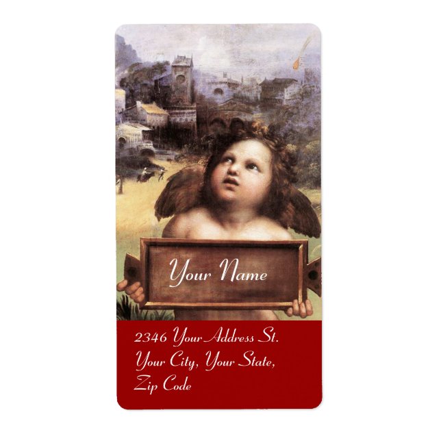 Etiqueta ANJO / Querubim Alado, Vermelho (Frente)