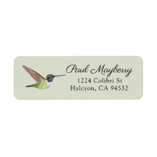 Etiqueta Anna's Hummingbird Return Address Label