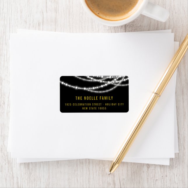 Etiqueta Ano Novo Cheio Luzes Espumantes Endereço Na moda (Insitu)