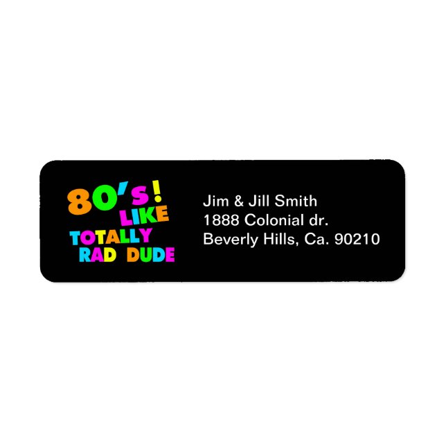 Etiqueta anos 80 Como Totalmente Rad Dude Neon (Frente)