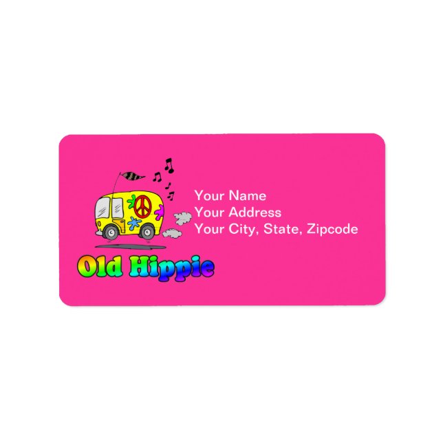 Etiqueta Antigo hippie Bus (Frente)