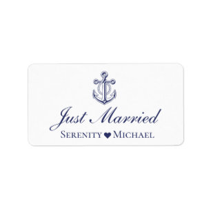 Etiqueta Anúncio de Casamento Casados Anchor Náutico