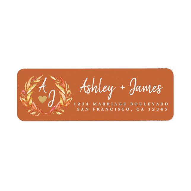 Etiqueta Apaixonado Monograma Endereço de Devolução de Casa (Frente)