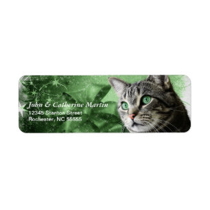 Etiqueta APAL - Gato de gato malhado de prata do Natal