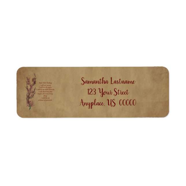 Etiqueta Apenas Para Hoje Endereço De Oração Inspirador (Frente)