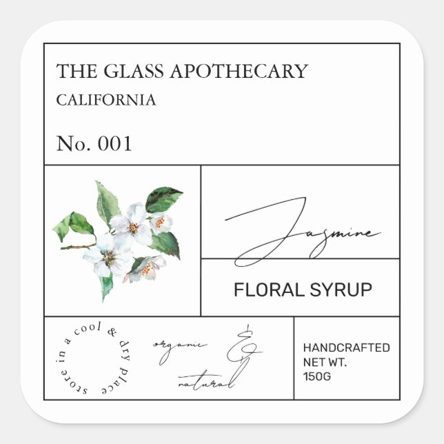 Etiqueta Apothecary Jasmine (Frente)