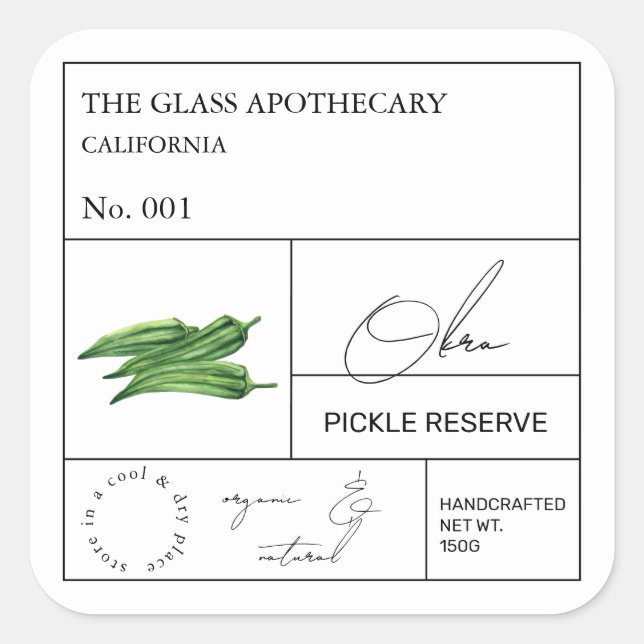 Etiqueta Apothecary Okra (Frente)