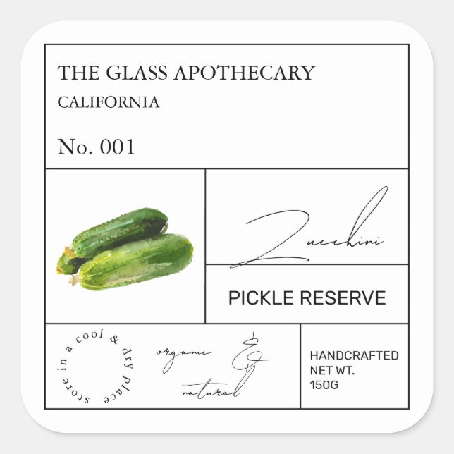 Etiqueta Apothecary Zucchini (Frente)