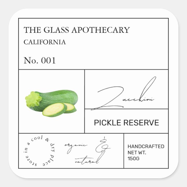 Etiqueta Apothecary Zucchini (Frente)