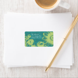 Etiqueta Apple Green Daisy on Teal Return Address Labs