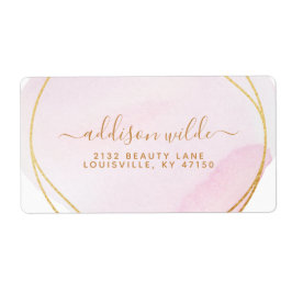 Etiqueta Apresentação do Círculo Dourado de Cor de Água Ros