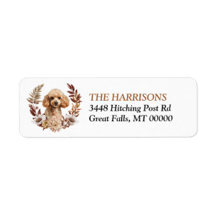Etiqueta Apricot Poodle Dog Autumn Wreath