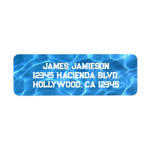 Etiqueta Aqua Blue Natação Fotografia Piscina Esporte (Frente)