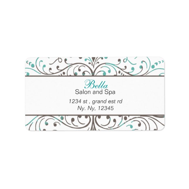 Etiqueta Aqua Flourish Personali Business Stationery (Frente)