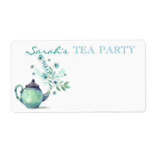 Etiqueta Aqua Fluxo de Fluxo de Flor de Chapoeira de Aquare