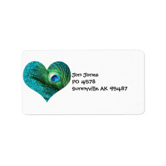 Etiqueta Aqua Peacock Heart