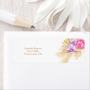 Etiqueta Aquarela boho grama pampas - Chás de bebê