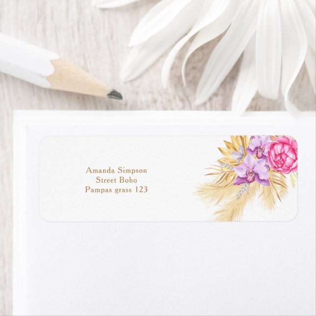 Etiqueta Aquarela boho grama pampas - Chás de bebê (Insitu)
