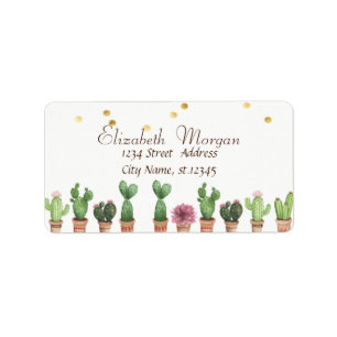 Etiqueta Aquarela Cactus,Faux Gold Foil Confetti