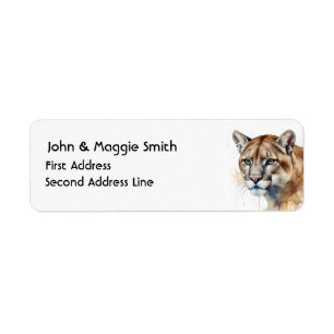 Etiqueta Aquarela Cougar Mountain Lion Arte Animal