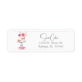 Etiqueta Aquarela De Bolo Rosa Elegante