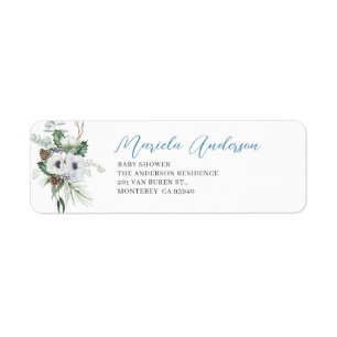 Etiqueta Aquarela Elegantes flores de Anêmonas de Inverno b