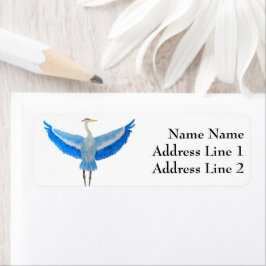 Etiqueta Aquarela Excelente de aves Azul Herão